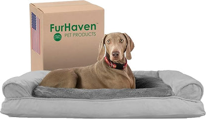 Furhaven Pillow Dog Bed for Large Dogs w/ Removable Bolsters & Washable Cover