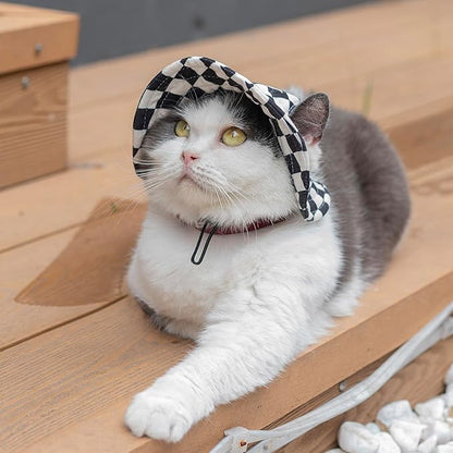 Pet hat with Ear Holes Sunscreen Baseball Cap Suitable for Small and Medium-Sized Dogs Outdoor Climbing hat in Summer Pet Products (Black and White