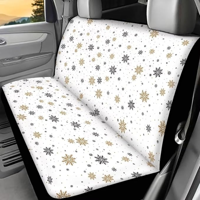 Snowflake Print Car Back Seat Covers Non-Slip Interior