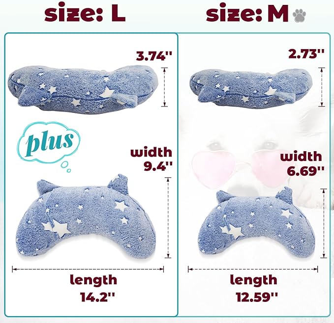 Pet Pillow for Dogs, Dog Neck Pillow Soft Fluffy Pet Calming Toy Half Donut Cuddler, U-Shaped Pillow for Pet, Joint Relief Sleeping Improve (Large, Blue)