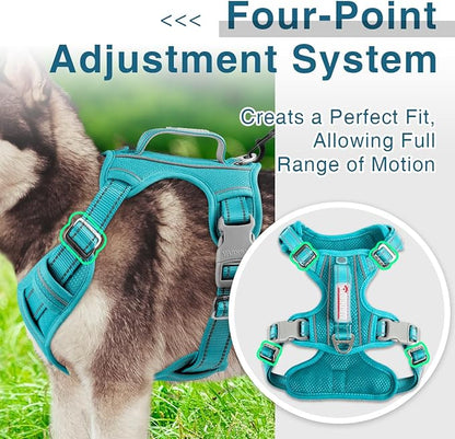 BARKBAY Dog Harness No Pull with ID Tag Pocket - Heavy Duty, Reflective, Easy Control for Large Dogs (Ocean Blue,L)