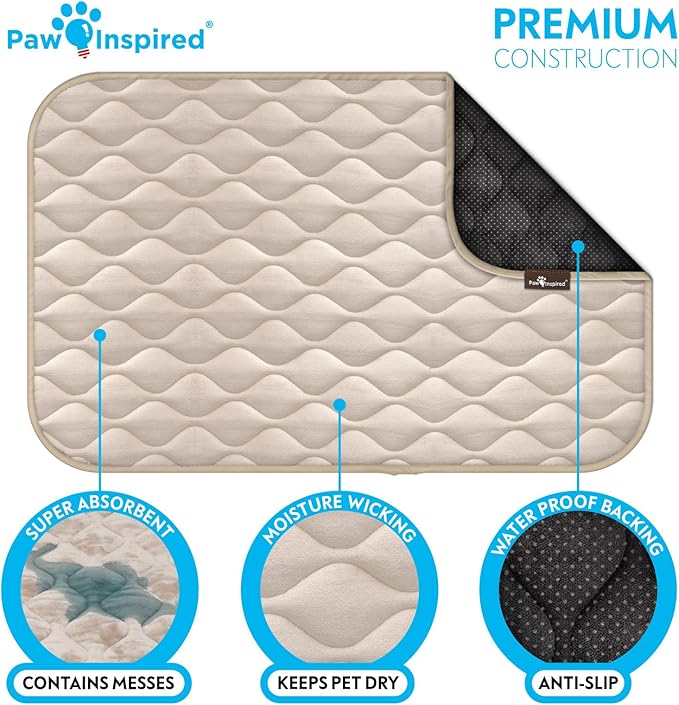 Paw Inspired Washable Padded Crate Mats for Dogs 47” x 29” Pad, 48-inch Kennels