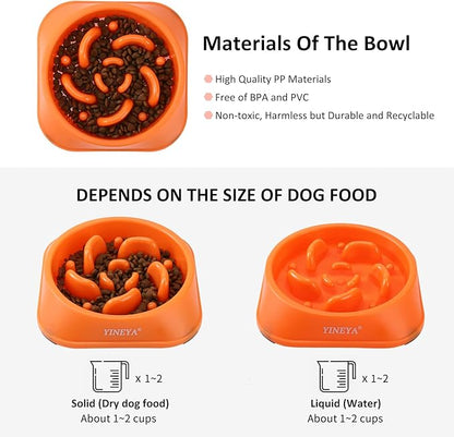 2Pcs Slow Feeder Dog Bowl Large Breed, Dog Slow Feeder Bowl, Dog Food Bowl Slow Feeder, Dog Bowl Slow Feeder, Dog Bowl That Slow Down Eating, Dog Puzzle Feeder, Slow Eating Dog Bowl Pink&Orange