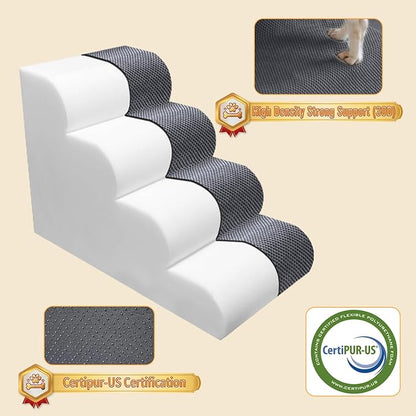 PAWSCART Dog Stairs for Small Dogs 19.6” H 30D Material 4-Step Dog
