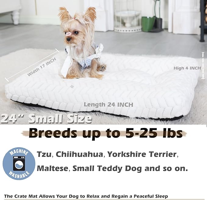 Crate Pads for Dog Cages Dog Bed for Small Dogs Crate Washable 24 inch Dog Crate Bed Dog Mats for Sleeping 25 lbs