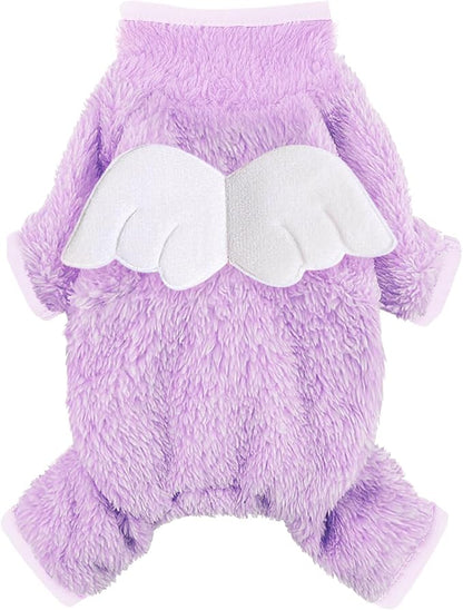 Dog Pajamas Small Dog Sweaters - Winter Warm Dog Jumpsuit, Soft and Stretchy 4 Legged Fleece Dog Clothes for Small Dogs Girl Boy (Medium, Purple)