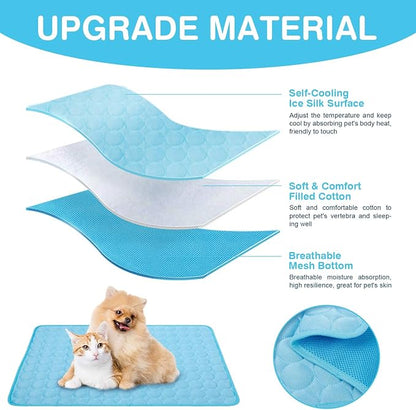 Pet Cooling Bed Mats Dog Cooling Mat Washable Comfort Breathable for Dogs and Cats Indoor Outdoor 21.65 * 27.55Inch)