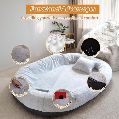 NESTROAD Human Dog Bed for People and Pets 71"x45"x14" Human
