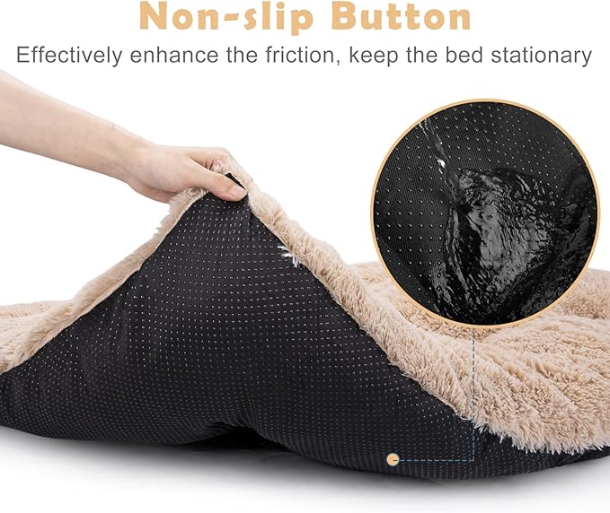 JOEJOY Large Dog Bed Crate Pad Anxiety，40" x 27", Beige