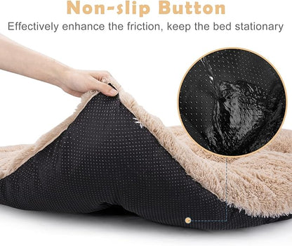 JOEJOY Large Dog Bed Crate Pad Anxiety，40" x 27", Beige