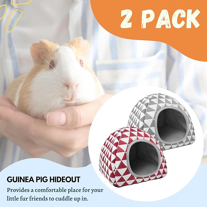 2 Pack Guinea Pig Hideout Bed Washable Guinea Pig Cage Accessories Cozy House Habitat Hide-Out for Chinchilla Hedgehog Small Animal Supplies