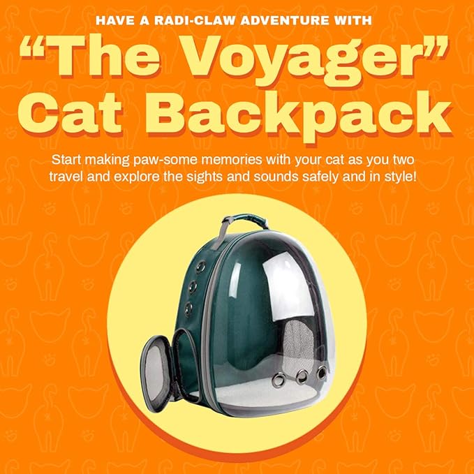 Voyager Carrier Bag - Premium Transparent Bubble Capsule Pet Carrier for Small, Medium Cats - Airline Approved Cat Bubble Backpack with Removable Mat, Side Pocket and Adjustable Stra