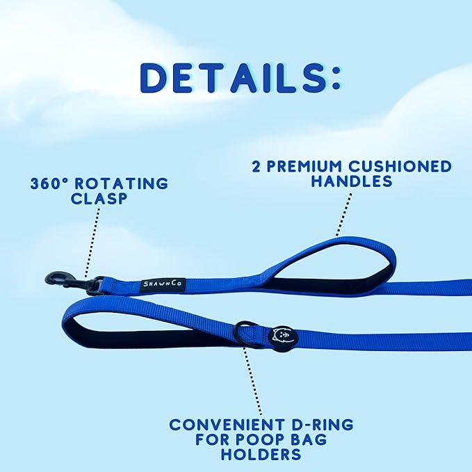 ShawnCo Dream Walk Dog Leash- Premium, Nylon Pet Leash with Soft Neoprene Handle for Small, Medium and Large Dogs (Montana Daydream, M/L 6FT w/ 2 Handles)