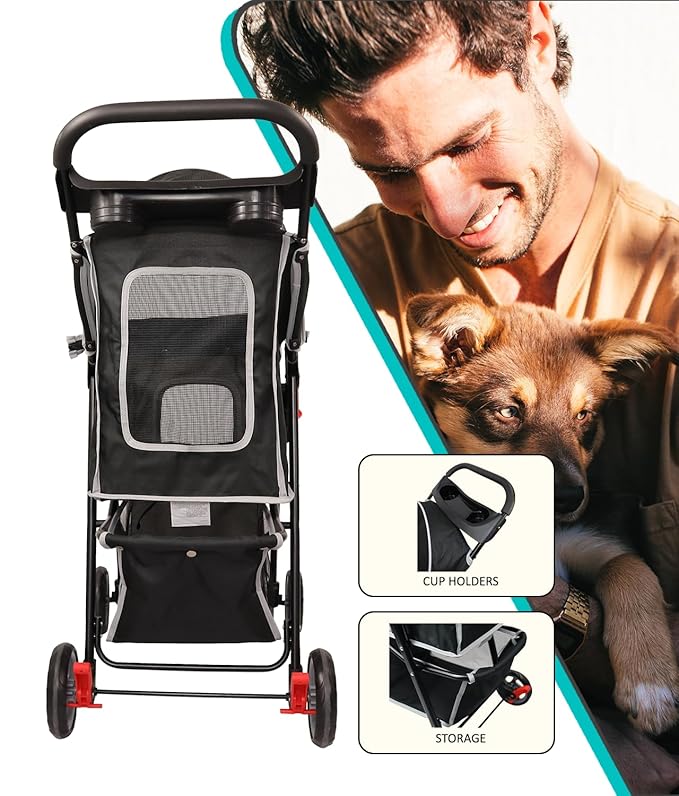 AmorosO 4 Wheels Pet Convenient Stroller