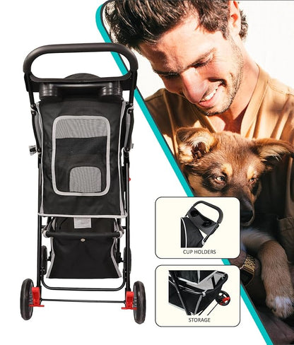 AmorosO 4 Wheels Pet Convenient Stroller