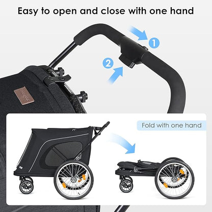 R8 Pro Extra Large Foldable Pet Stroller 100 lbs,