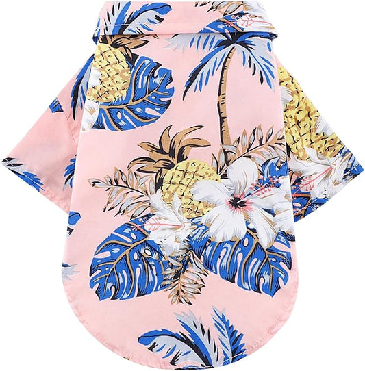 Summer Dog Clothes Boy Girl Dog Hawaiian Shirt Hawaii Style Breathable Cool Costume Beach Seaside Sweatshirt for Small Puppy Polo T-Shirt Pet Outfit