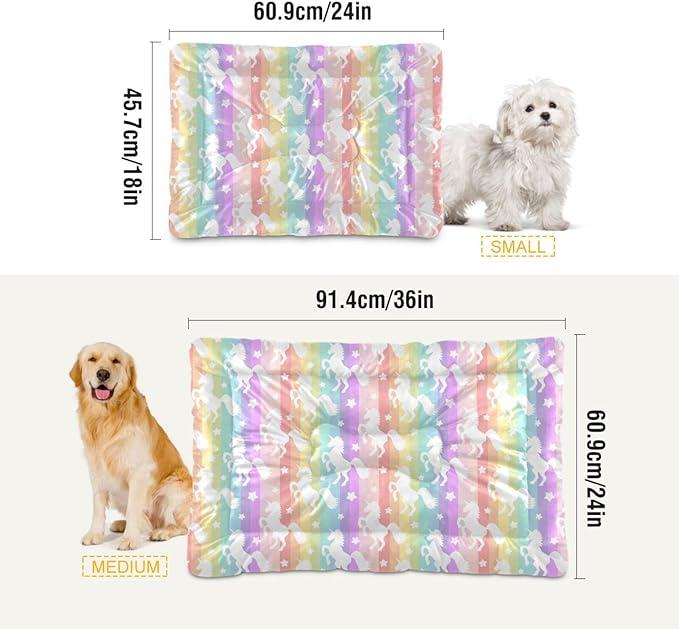 Rainbow Unicorn Pet Bed Pad Soft Dog Bed Mat with Anti-Slip Bottom 24 * 18inches