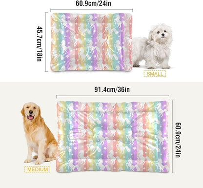 Rainbow Unicorn Pet Bed Pad Soft Dog Bed Mat with Anti-Slip Bottom 24 * 18inches