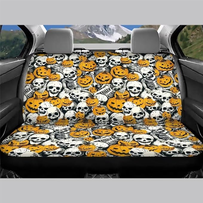 Skull Pumpkin Seat Covers for Car Back Seat