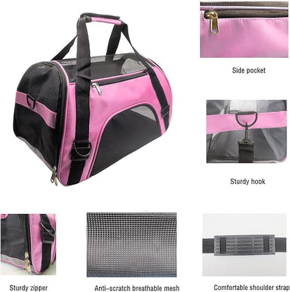 Pet Carrier Airline Approved Cat Carrier Dog Carrier for Medium Small Cats Small Puppy Kitten,Dog Cat Pet Travel Carrier (Medium, Pink)