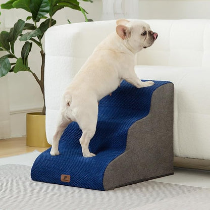 Pettycare Dog Stairs Ramp for High Beds and Couch 3 Steps,Navy