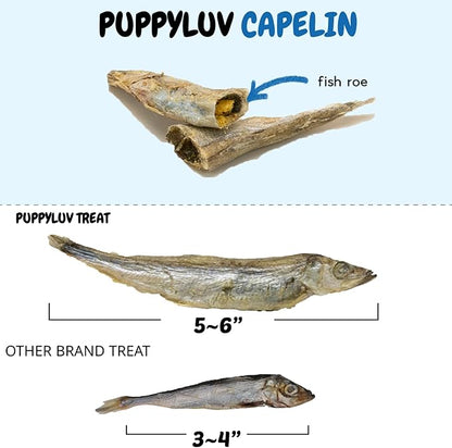 Puppyluv Capelin Fish Treats | Natural Freeze Dried Dog Treats & Cat Treats | Training Treats for Dogs | Rich with Fish Oil for Dogs | All Breeds & Sizes