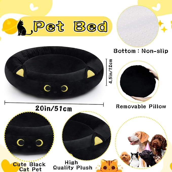 Black Cat Bed Calming Dog Bed