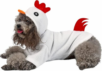 Dog Chicken Costume, Pet Halloween Christmas Cosplay Dress Up Costumes, Pet Hoodie Outfits Coat Clothes for Small Medium Large Puppy Cat Dogs (Chicken/L)