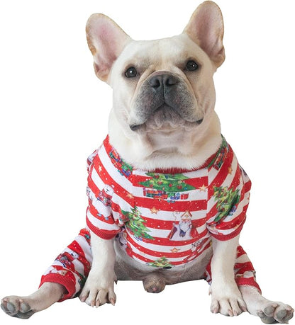 CuteBone Christmas Dog Pajamas Shirt Winter Holiday Cute Pjs Pet Clothes Bodysuit for Doggie Onesies P186L