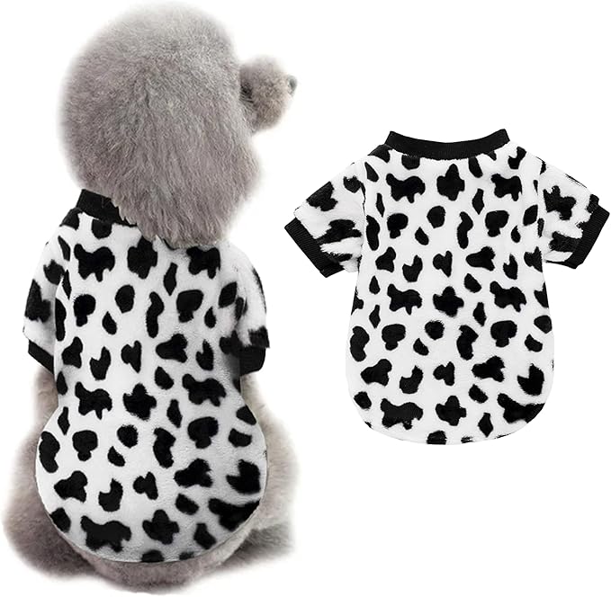 Halloween Pet Dog Costume Cute Soft Cotton Puppy Pajamas Autumn Winter Pet Warm Coat Jumpsuit Clothes for Small Dogs and Cats (Cow Spot Pattern,M)