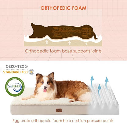 EHEYCIGA Orthopedic Dog Beds for Large Dogs with Removable Washable Cover 36x27