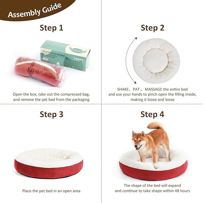 Love's cabin Round Donut Cat and Dog Cushion Bed 30in Pet