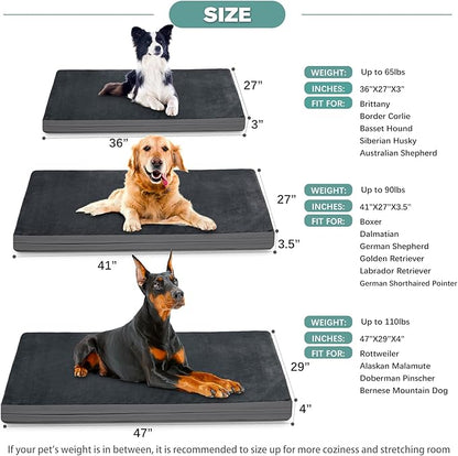 Vonabem Waterproof Dog Beds XL Large Sized Dogs 42 inch, 41"x27", Gray