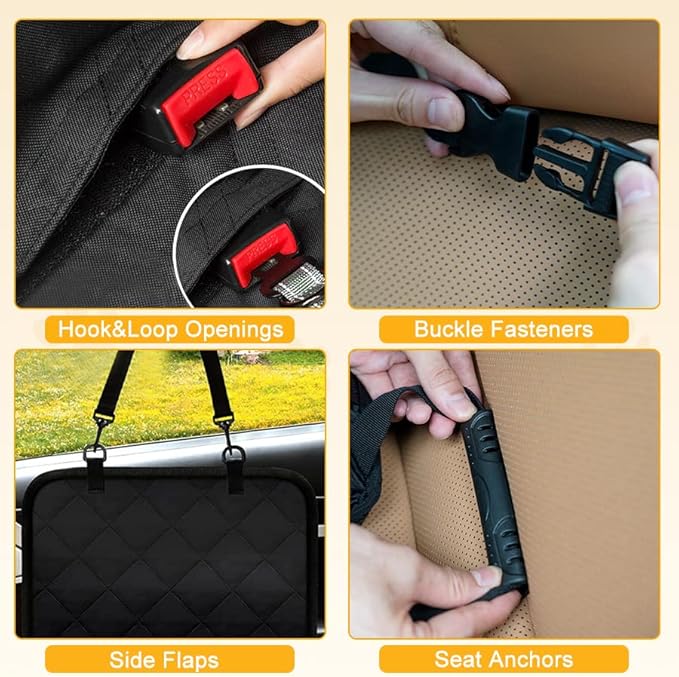 New Upgrade Dog Car Seat Cover for Back Seat of Cars SUV Trucks Waterproof Scratch Proof Dog Car Hammock Washable Pet Backseat Covers with Mesh Window