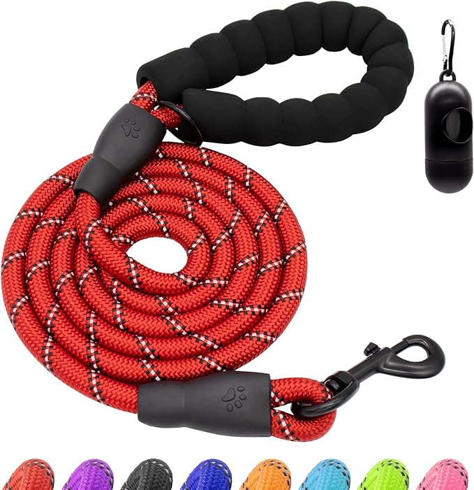 Dog Leash Heavy Duty 4/5/6FT Reflective 5'*1/2'', Red