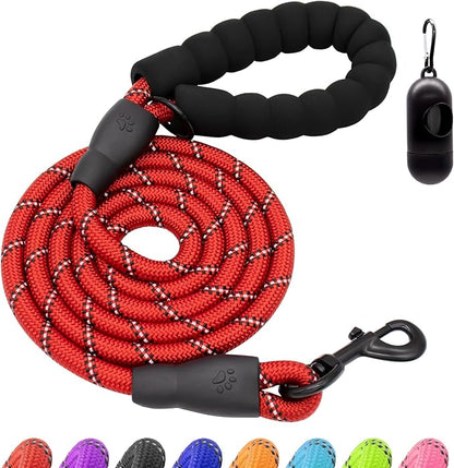 Dog Leash Heavy Duty 4/5/6FT Reflective 6'*1/2'', Red