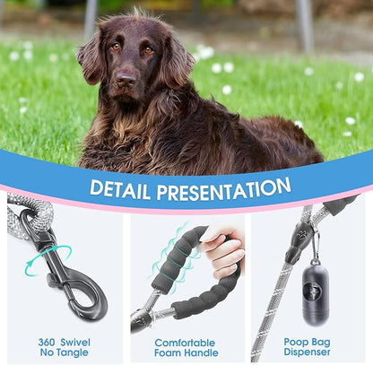 BAAPET 2/4/5/6 FT Dog Leash with Comfortable Padded Handle and Highly Reflective Threads for Small Medium and Large Dogs (6FT-1/2''