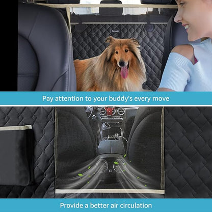 Lassie Dog Car Seat Covers for Back Seat Waterproof with Mesh Visual Window Durable Scratchproof Nonslip Dog Car Hammock with Universal Size Fits for Cars