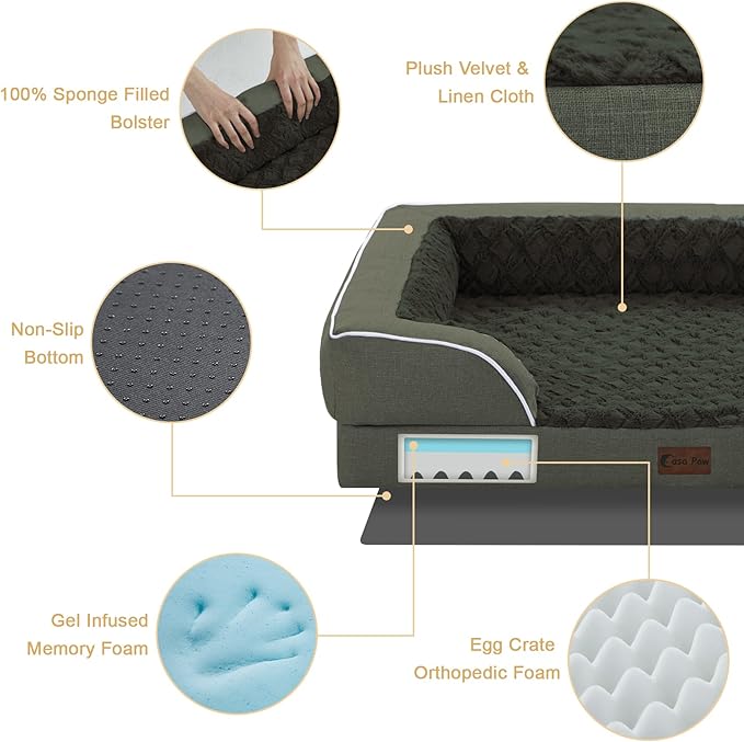 Memory Foam XL Dog Bed with Bolsters
