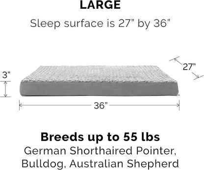 Furhaven Replacement Dog Bed Cover Ultra Plush Faux Fur & Suede Mattress, Machine Washable - Gray, Large