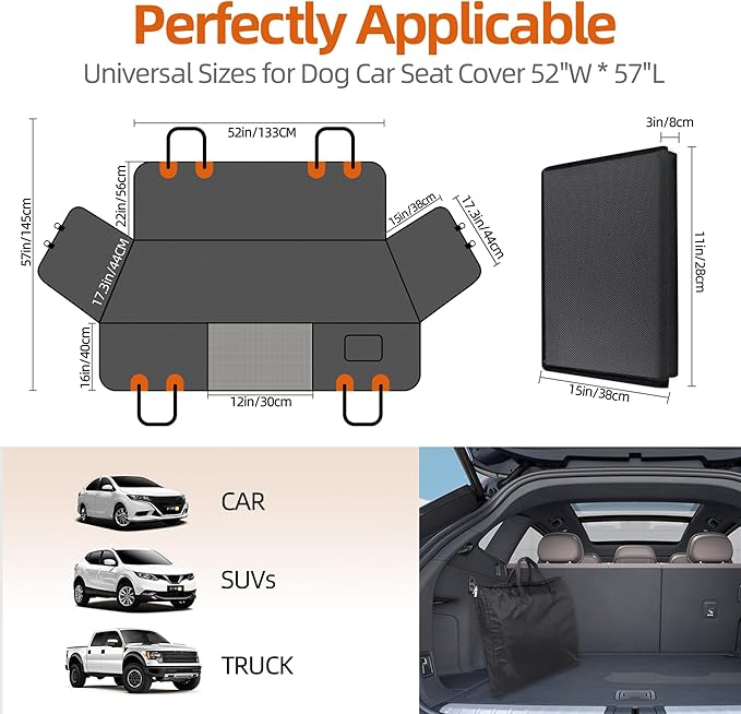 Dog Car Seat Cover for Back Seat 100% Waterproof