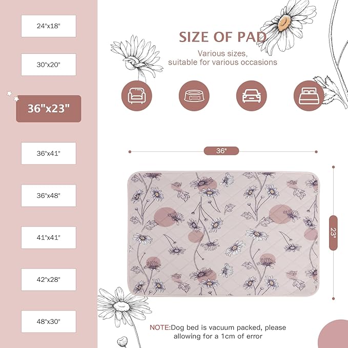 IEUUMLER Washable Pee Pads for Dogs 2 Pack EU007 (Pink 36"X24"-2pcs)