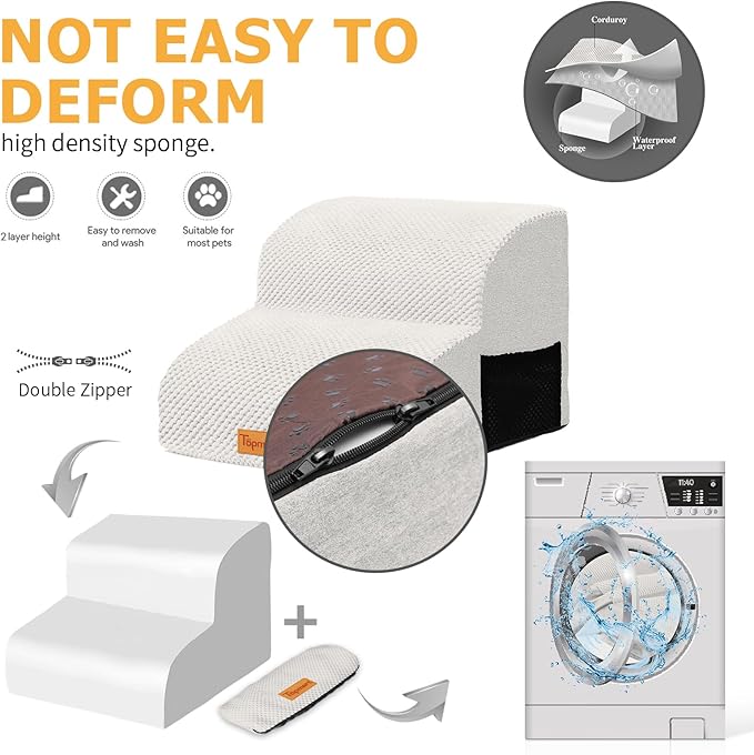 Topmart High Density Foam Dog Steps 2 Tiers 11.8" High,Non-Slip