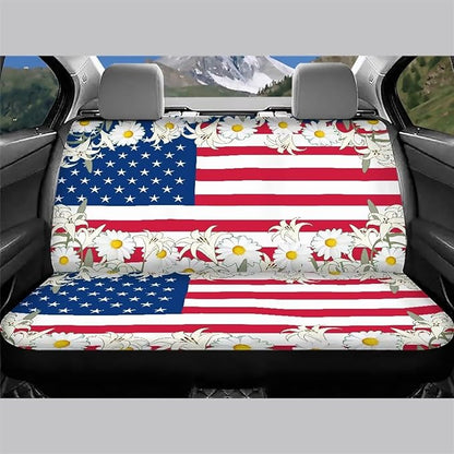 AFPANQZ America Flag Lily Dog Car Backseat Covers Dog Seat Cushion for Rear Seat Non-Slip Soft Car Seat Covers for Dogs