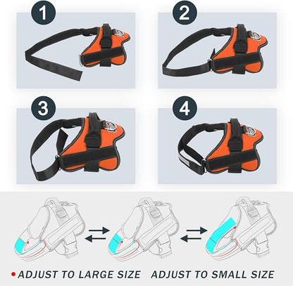 Bolux Dog Harness, No-Pull Reflective Dog Vest, Breathable Adjustable Pet Harness with Handle for Outdoor Walking - No More Pulling, Tugging or Choking (Orange, XS)