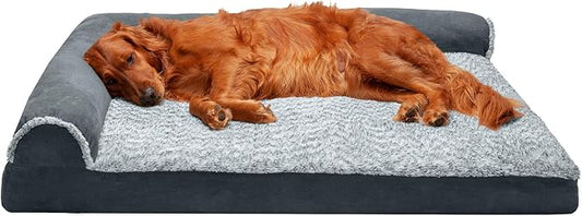 Furhaven Memory Foam Dog Bed for Large Dogs w/ Removable Bolsters & Washable Cover 95 lbs