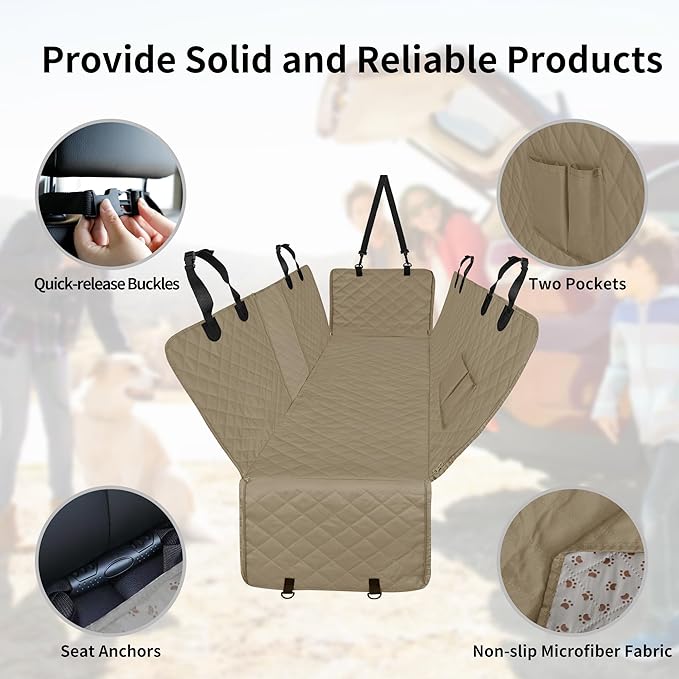 Easy-Going Waterproof Dog Car Seat Cover (59"x63", Camel)
