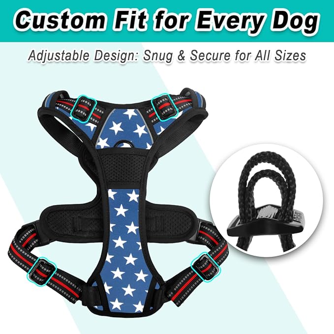 BARKBAY Dog Harness No Pull for Large Dogs - Adjustable, Reflective, Comfortable, No Choke, Heavy-Duty - Perfect for Outdoor Training, Walking, and Hiking - Strong & Durable - XL & Star