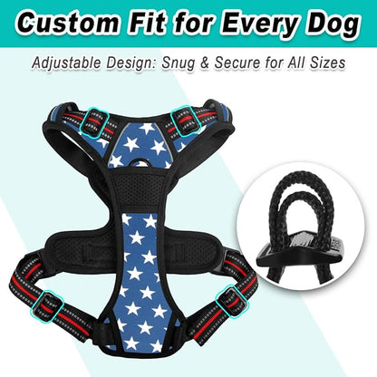 BARKBAY Dog Harness No Pull for Medium Dogs - Adjustable, Reflective, Comfortable, No Choke, Heavy-Duty - Perfect for Outdoor Training, Walking, and Hiking - Strong & Durable - M & Star